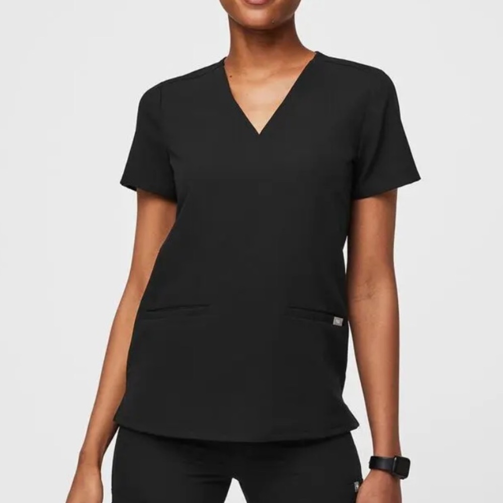Figs Classic Black Scrub Top